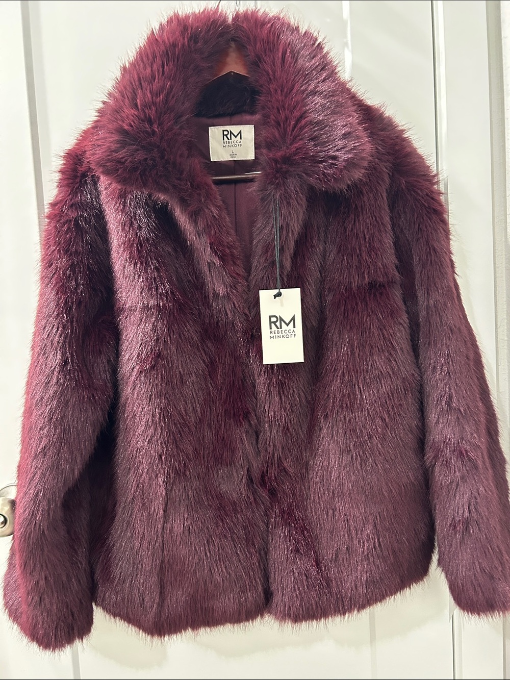 Rebecca Minkoff Plush Teddy Coat in Deep Burgundy